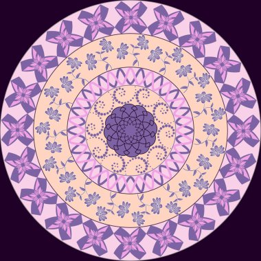 Vektör çizim. Dairesel desen soyut dekoratif çiçek şekil