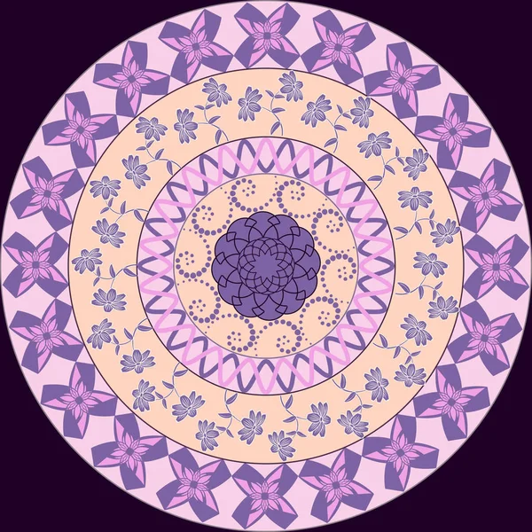 Ilustración vectorial. Patrón circular de formas abstractas flores decorativas — Vector de stock