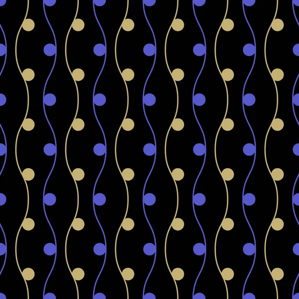 Dalgalı çizgiler ve polka noktalı desene sorunsuz vektör çizim arka — Stok Vektör