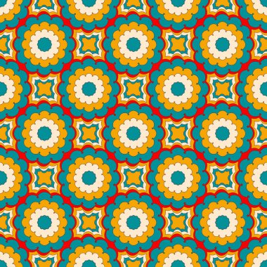 Soyut çiçekler, geometrik şekiller Dikişsiz vektör illüstrasyon arka plan