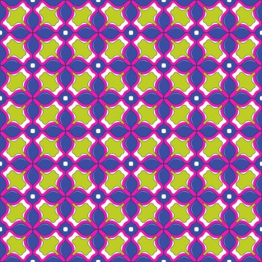 Dekoratif çiçekler, soyut geometrik şekiller.