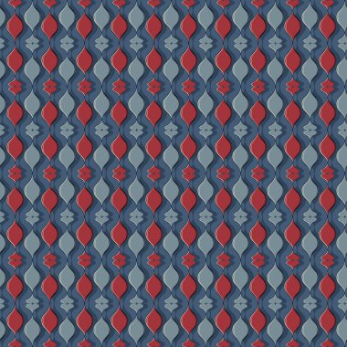 Dalgalı çizgilerden dekoratif şekiller. Dikişsiz vektör arka plan çizimi