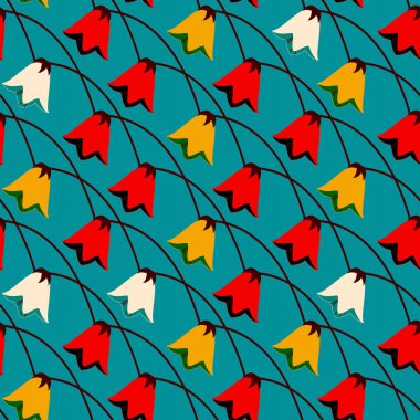 Dekoratif çiçek çanları. Dikişsiz vektör deseni. Çiçek arka plan.