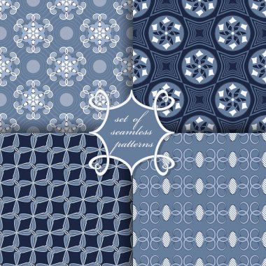 soyut geometrik şekiller, dairesel desenler, dekorasyon için tasarım elemanları ile sorunsuz vektör çizimler seti