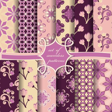  Soyut şekilleri, dekoratif çiçekleri ve dekorasyon için tasarım unsurları olan pürüzsüz vektör kağıtları.