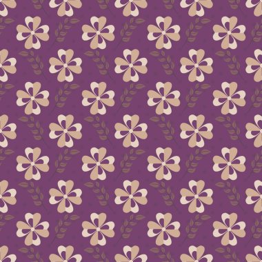 Dekoratif çiçekler, dallar. Dikişsiz vektör deseni.