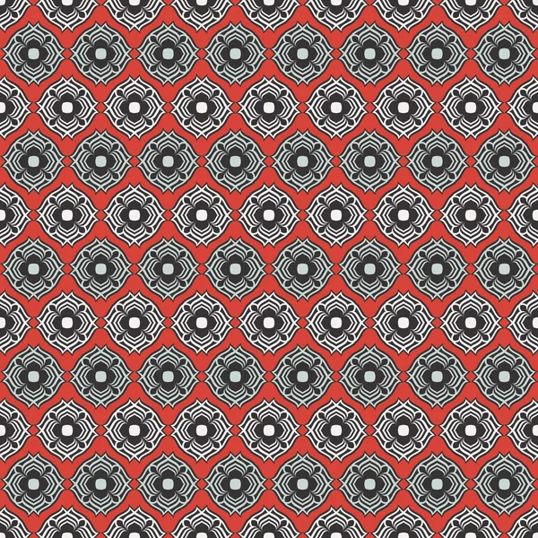Συμμετρικό Μοτίβο Των Πολύχρωμων Γεωμετρικών Ριγέ Λουλουδιών Εικόνα Χωρίς Ραφές — Διανυσματικό Αρχείο