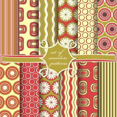 Soyut dairesel desenler ve dekorasyon için tasarım öğeleri ile dikişsiz vektör kağıt seti.