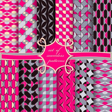 soyut geometrik şekiller, dekorasyon için tasarım elemanları ile sorunsuz vektör çizimler seti