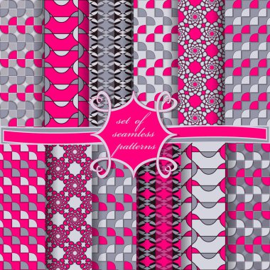 soyut geometrik şekiller, dekorasyon için tasarım elemanları ile sorunsuz vektör çizimler seti