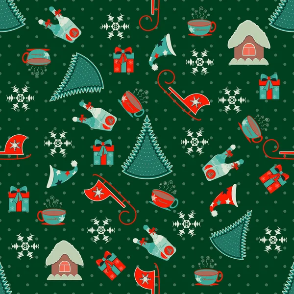 无缝地抽象矢量图解 装饰树 圣诞节的象征 — 图库矢量图片