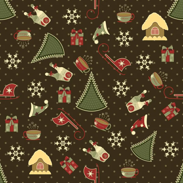 无缝地抽象矢量图解 装饰树 圣诞节的象征 — 图库矢量图片
