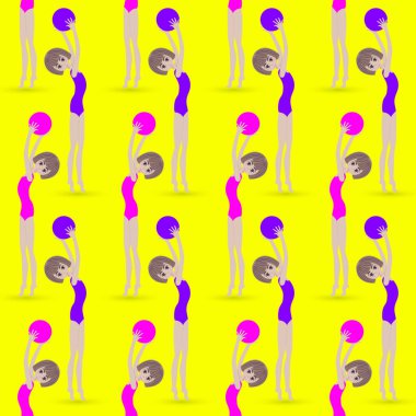 Topla jimnastik egzersizleri. Kusursuz vektör arkaplan çizimi