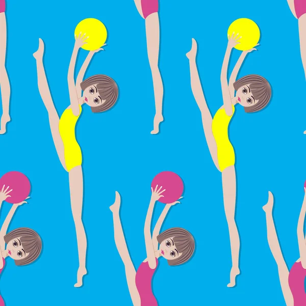 Exercices Gymnastique Avec Balle Illustration Fond Vectorielle Sans Couture — Image vectorielle