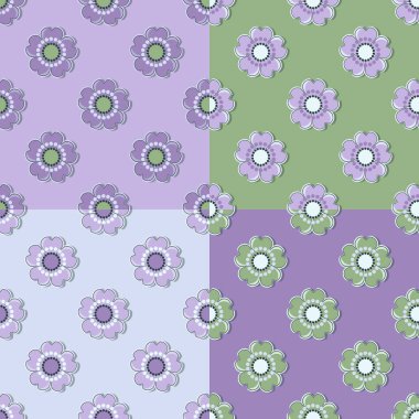 Dekorasyon için soyut dekoratif çiçekleri olan pürüzsüz vektör kağıdı seti