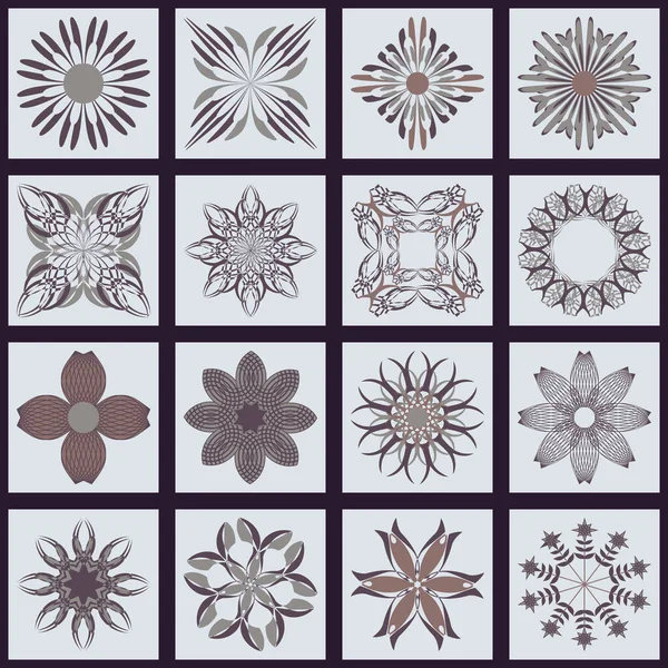 Σύνολο Αφηρημένου Διανυσματικού Χαρτιού Γεωμετρικά Σχήματα Διακοσμητικά Λουλούδια Και Σχεδιαστικά — Διανυσματικό Αρχείο