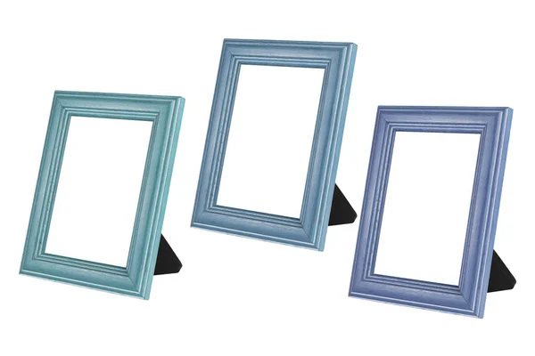 Three Blank Wooden Photo Frames Copy Space — Stock Photo, Image