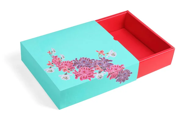 Chinesische Blumen Geschenkbox Auf Weißem Hintergrund — Stockfoto