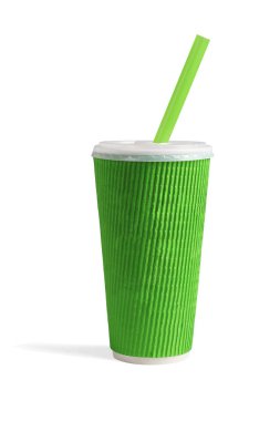 Saman ile yeşil kağıt bardak