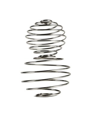 Beyaz arkaplanda Yığılmış İki Metal Tel Titreşimli Toplar