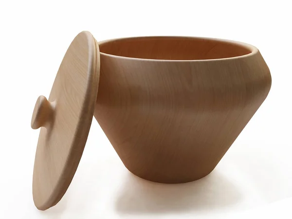 Handmade Wooden Bowl Lid Keeping Serving Food — Stock Photo, Image