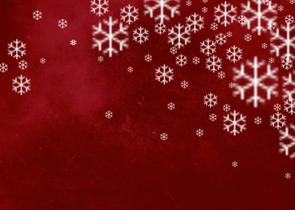 Nouvel Noël Abstrait Texturé Fond Rouge Avec Des Flocons Neige — Photo