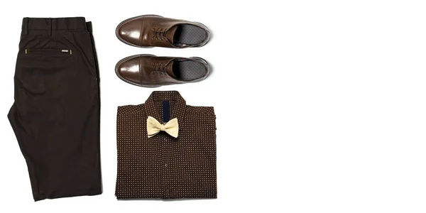 Flat Lay Set Vêtements Classiques Pour Hommes Veste Blazer Pantalon — Photo