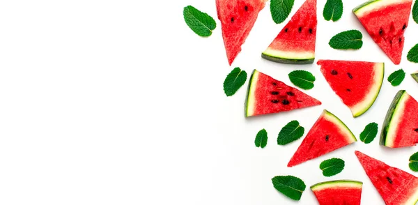 Creative Summer Food Concept Watermelon Pattern Juicy Slices Ripe Red — Stock Photo, Image