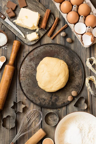 Layout Tools Und Zutaten Für Das Backen Flache Lage — Stockfoto