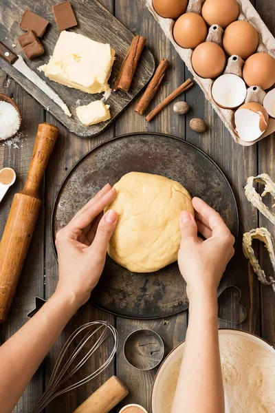 Layout Tools Und Zutaten Für Das Backen Flache Lage — Stockfoto