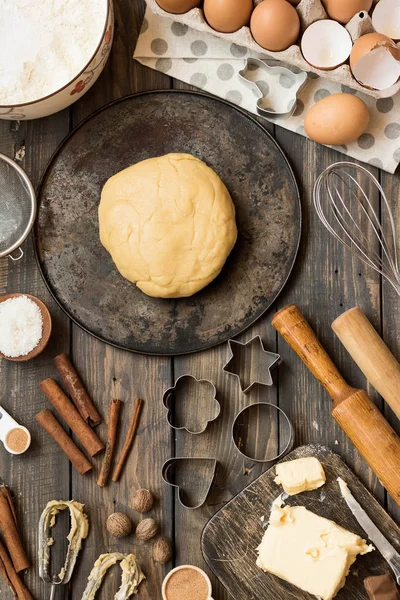 Layout Tools Und Zutaten Für Das Backen Flache Lage — Stockfoto