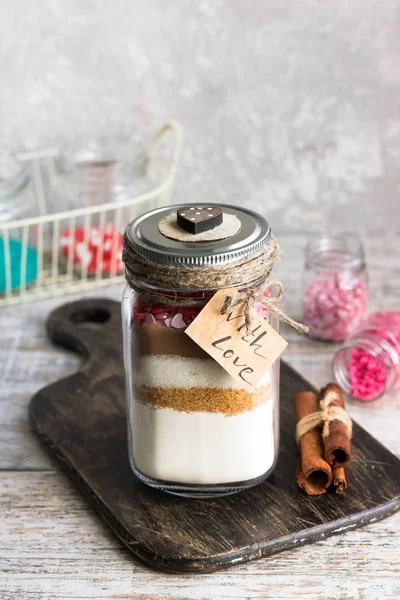 Una Mezcla Ingredientes Para Hornear Galletas Para Día San Valentín — Foto de Stock