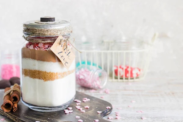 Una Mezcla Ingredientes Para Hornear Galletas Para Día San Valentín — Foto de Stock