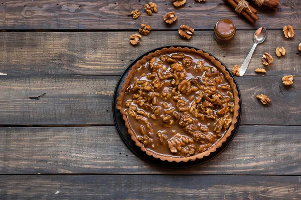 Tarte Salted Caramel Walnuts — Stock Photo, Image