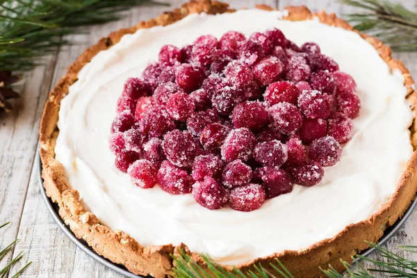 Weihnachtsbaiser Mit Frischkäse Und Kandierten Preiselbeeren — Stockfoto