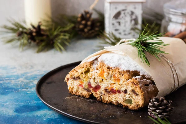 Christmas Stollen Cheesecake Dried Fruits Candied Fruits — Stock Photo, Image