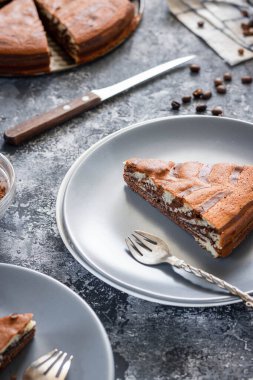 Çikolatalı vanilyalı kek turtası. Tatlı hamur işleri.