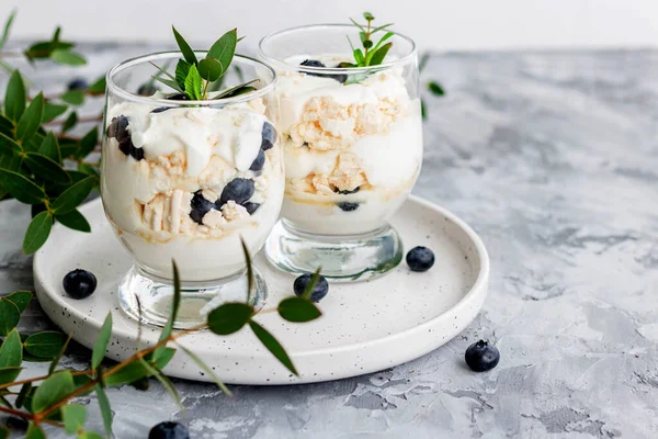 Leggero dessert estivo a base di panna montata, meringhe e bacche fresche. Massa di Eaton — Foto Stock