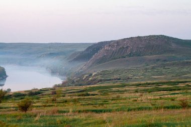 sabah sazlık sis ve nehir üzerinde yüzey