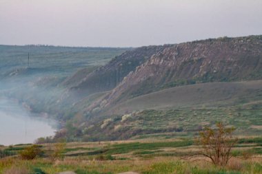 sabah sazlık sis ve nehir üzerinde yüzey