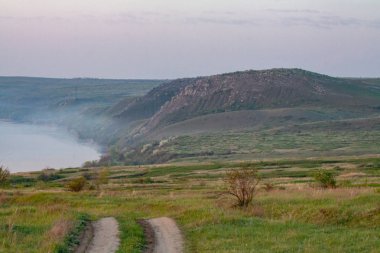 sabah sazlık sis ve nehir üzerinde yüzey