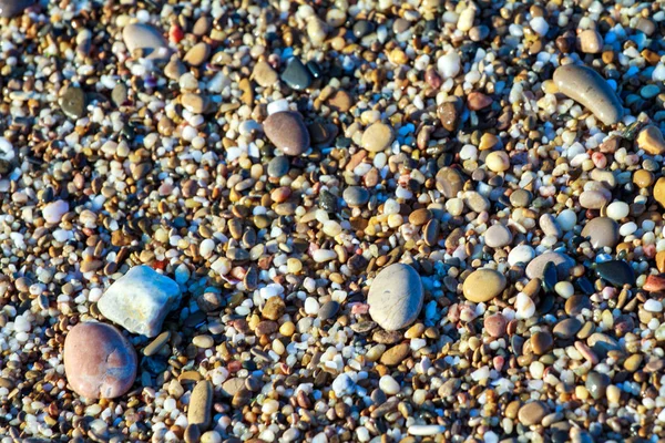 Kamyczki Morskie Kolorowe Granitu Kamienie Tła Plaży Brzeg Plaży Piaskiem — Zdjęcie stockowe