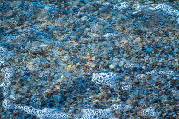 Meereskiesel Farbigen Granit Auf Dem Strand Hintergrund Steine Strand Mit — Stockfoto