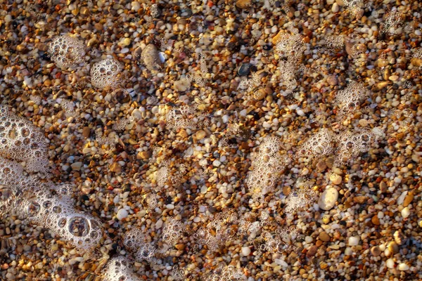 Mořské Oblázky Plážových Kamenech Břeh Pláže Pískem Oblázky Spláchané Vlnami — Stock fotografie