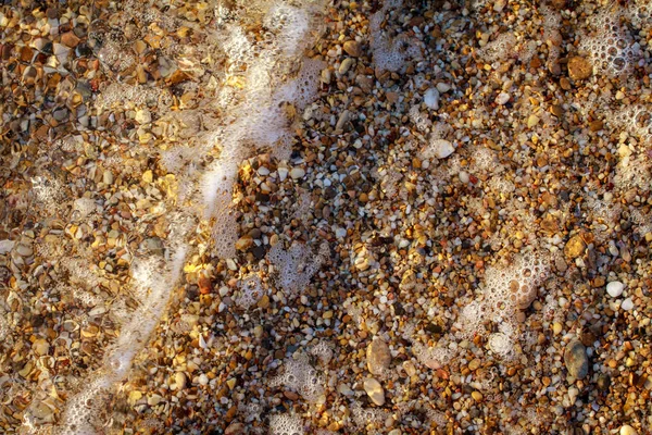 Морська Галька Кольоровий Граніт Фоні Пляжу Камені Берег Пляжу Піском — стокове фото