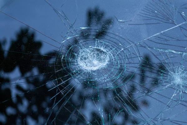 Gebroken Glas Auto Glas Gebarsten Door Een Ongeluk Gepantserd Glas — Stockfoto