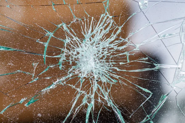 Gebroken Glas Auto Glas Gebarsten Door Een Ongeluk Gepantserd Glas — Stockfoto