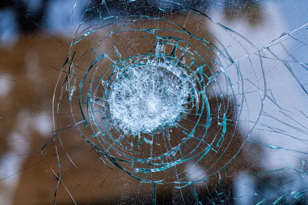 Gebroken Glas Auto Glas Gebarsten Door Een Ongeluk Gepantserd Glas — Stockfoto