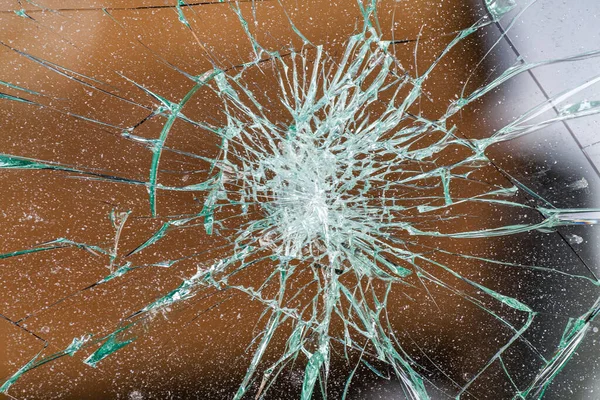 Gebroken Glas Auto Glas Gebarsten Door Een Ongeluk Gepantserd Glas — Stockfoto