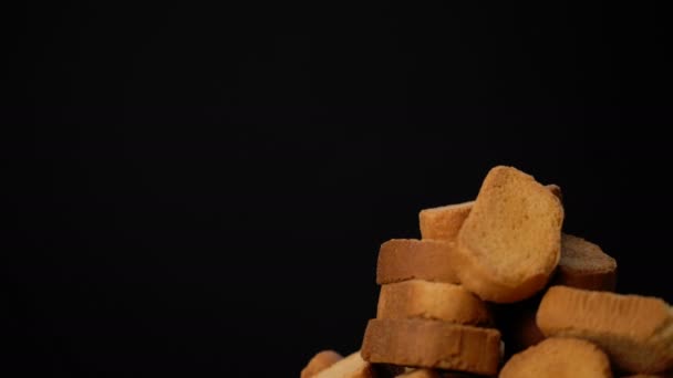 Filmación crujiente rusk rotar fondo . — Vídeos de Stock